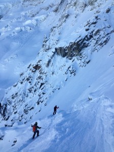 Dropping into an unnamed couloir on Sunday.